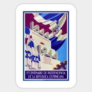 Vintage Travel Poster Dominican Republic Centennial Celebrations 1844-1944 Sticker